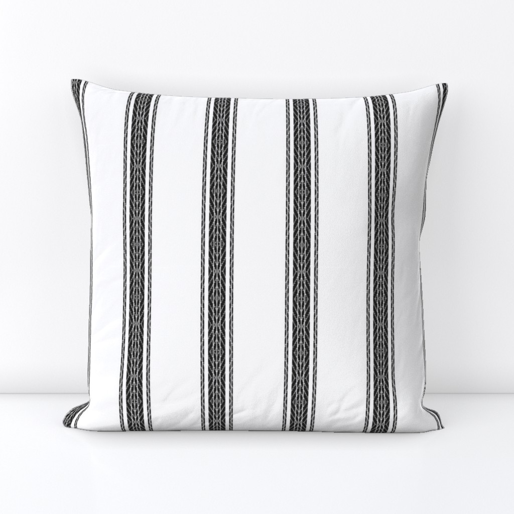 Modern French Ticking Stripe-Farmhouse Charcoal Black / white -Med  Feedsack - soft handed vertical  stripe  