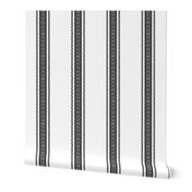 Modern French Ticking Stripe-Farmhouse Charcoal Black / white -Med  Feedsack - soft handed vertical  stripe  