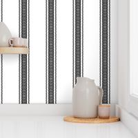 Modern French Ticking Stripe-Farmhouse Charcoal Black / white -Med  Feedsack - soft handed vertical  stripe  