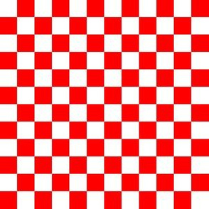 Half Inch White and Red Checkerboard Squares