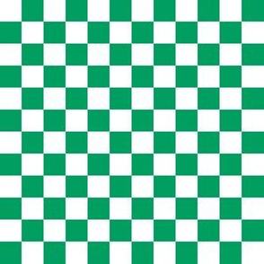 Half Inch White and Shamrock Green Checkerboard Squares