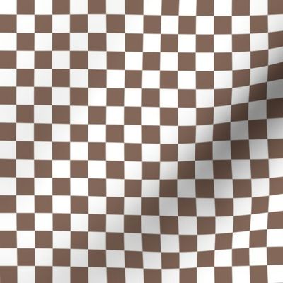 Half Inch White and Taupe Brown Checkerboard Squares