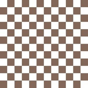 Half Inch White and Taupe Brown Checkerboard Squares