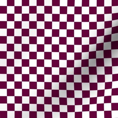 Half Inch White and Tyrian Purple Checkerboard Squares