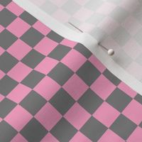 Half Inch Medium Gray and Carnation Pink Checkerboard Squares