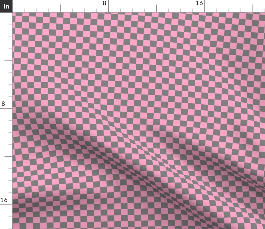 Half Inch Medium Gray and Carnation Pink Checkerboard Squares