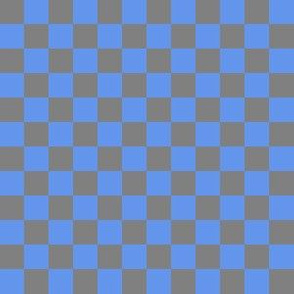 Half Inch Medium Gray and Cornflower Blue Checkerboard Squares