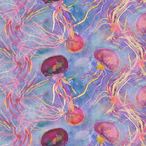 JELLYFISH DANCE STRIPES WATERCOLOR ORIGINAL