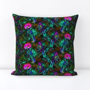 JELLYFISH DANCE STRIPES WATERCOLOR FUCHSIA PURPLE GLOW IN THE DARK effect