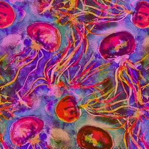 JELLYFISH DANCE FREEDOM WATERCOLOR FUSHIA PURPLE