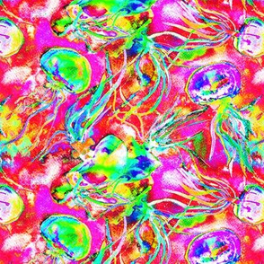 JELLYFISH DANCE STRIPES WATERCOLOR psychedelic fruity