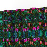 JELLYFISH DANCE KALEIDOSCOPE DAMASK WATERCOLOR FUSHIA PURPLE GLOW IN THE DARK effect