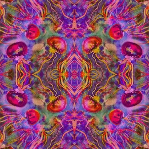 JELLYFISH DANCE KALEIDOSCOPE WATERCOLOR FUSHIA PURPLE