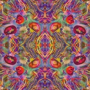 JELLYFISH DANCE KALEIDOSCOPE WATERCOLOR SUNSET