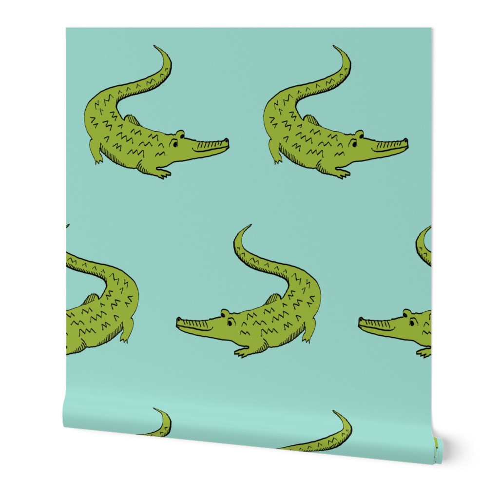 gator fabric animal nature design mint