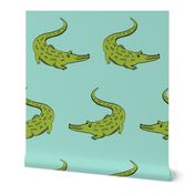 gator fabric animal nature design mint