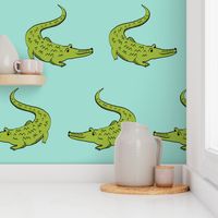 gator fabric animal nature design mint