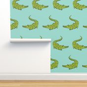 gator fabric animal nature design mint