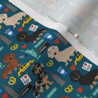 Dachshund New York City dog breed fabric blue