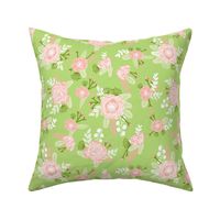 lime and coral peach florals fabric girls baby nursery design