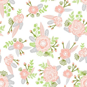 coral and peach florals nursery baby girl design