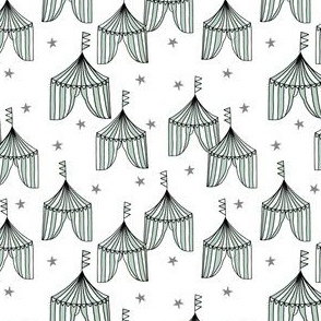 circus tent big top fabric // mint and grey nursery carnival fabric white