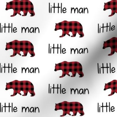 Little Man Bear - Black + Red Plaid