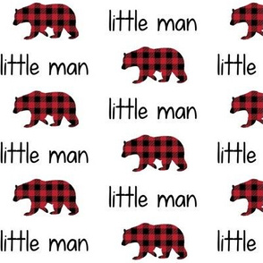 Little Man Bear - Black + Red Plaid