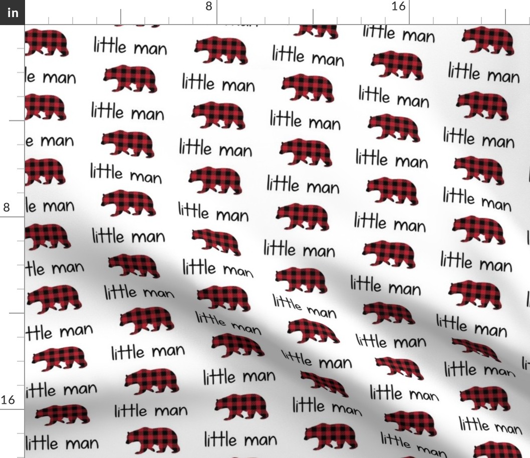 Little Man Bear - Black + Red Plaid