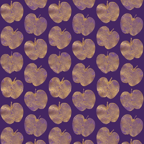 Golden Apple Prints on Dark Purple large scale