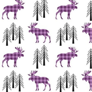 Woodland Moose Baby Design – Plum + Wisteria Plaid Buffalo Plaid Check Forest Baby Girl Nursery Bedding