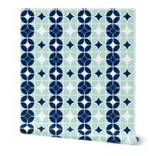 Othello - Midcentury Modern Geometric Mint & Navy