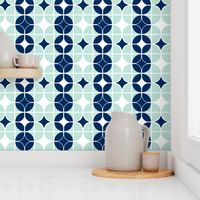 Othello - Midcentury Modern Geometric Mint & Navy