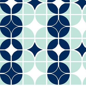 Othello - Midcentury Modern Geometric Mint & Navy