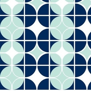 Othello - Midcentury Modern Geometric Navy & Mint