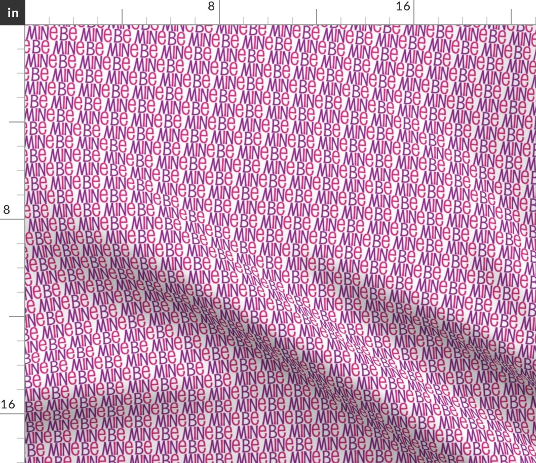 Valentines Day Cute Be Mine Purple Pink Text Pattern - Valentines Day - Valentines Day Fabric