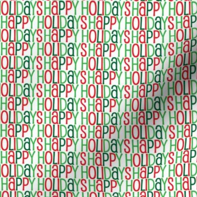 Happy Holidays Text Pattern in Shades of Green Red and White