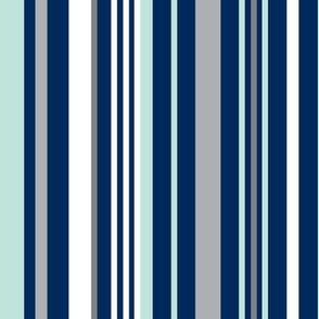 Swingset Stripe - Navy Mint Grey