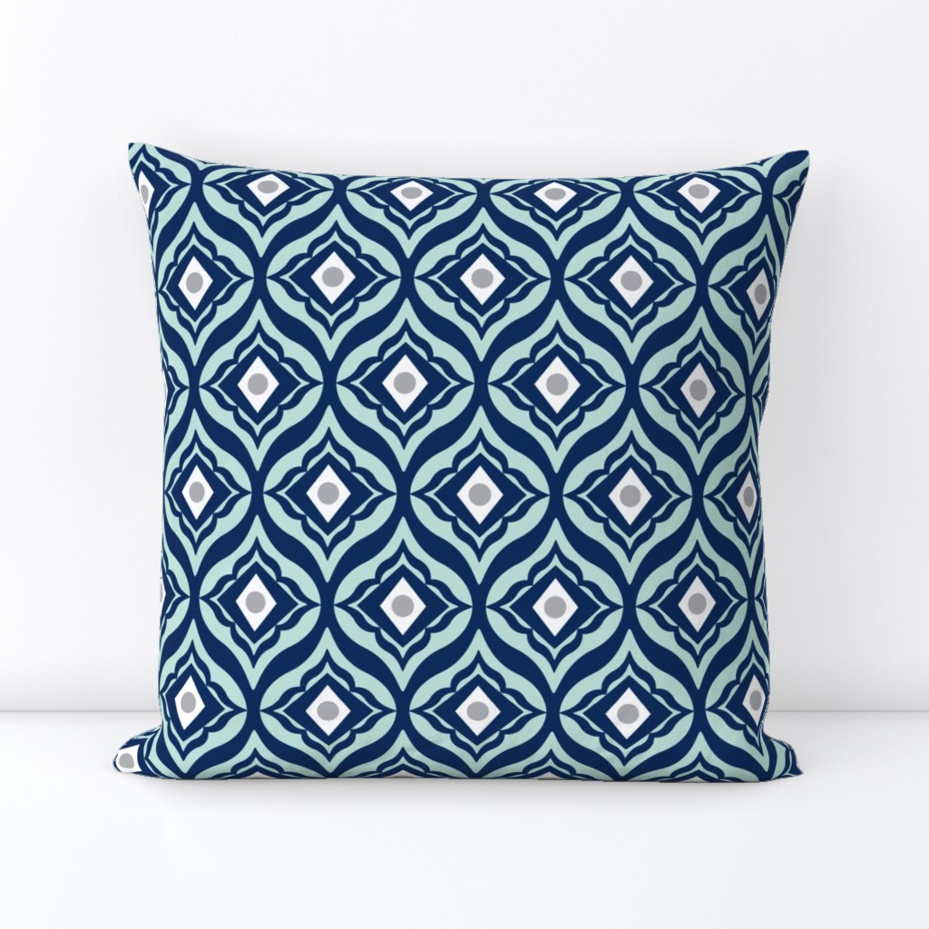 Trevino - Geometric Navy Blue & Mint