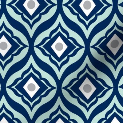 Trevino - Geometric Navy Blue & Mint