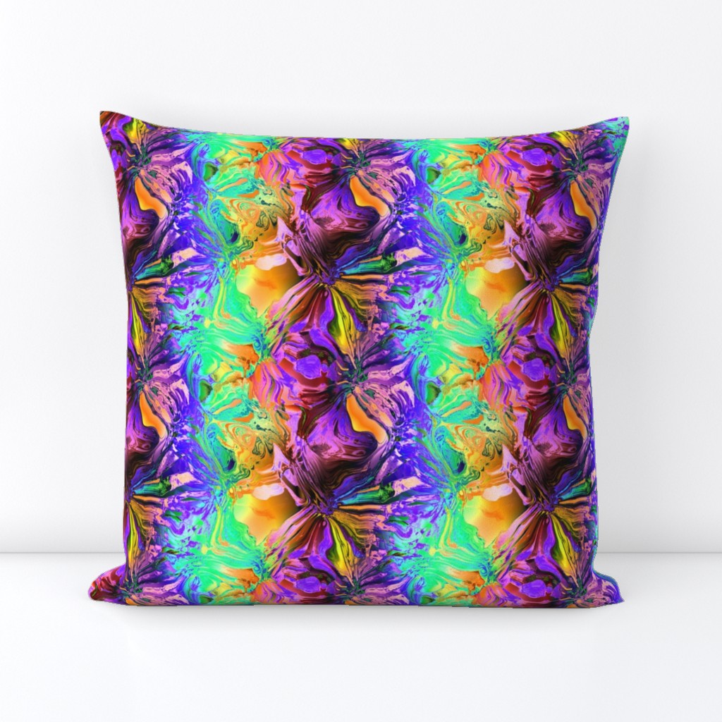 INCREDIBLE FRUITY FLOWERS FLOWERY FRUITS ABSTRACT STRIPES 3 PURPLE VIOLET ORANGE MINT