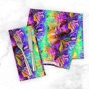 INCREDIBLE FRUITY FLOWERS FLOWERY FRUITS ABSTRACT STRIPES 3 PURPLE VIOLET ORANGE MINT