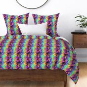 INCREDIBLE FRUITY FLOWERS FLOWERY FRUITS ABSTRACT STRIPES 3 PURPLE VIOLET ORANGE MINT