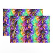 INCREDIBLE FRUITY FLOWERS FLOWERY FRUITS ABSTRACT STRIPES 3 PURPLE VIOLET ORANGE MINT