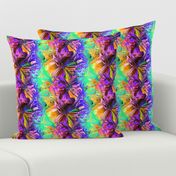 INCREDIBLE FRUITY FLOWERS FLOWERY FRUITS ABSTRACT STRIPES 3 PURPLE VIOLET ORANGE MINT