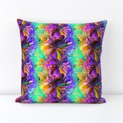 INCREDIBLE FRUITY FLOWERS FLOWERY FRUITS ABSTRACT STRIPES 3 PURPLE VIOLET ORANGE MINT