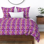INCREDIBLE FRUITY FLOWERS FLOWERY FRUITS ABSTRACT STRIPES  GLOW FUCHSIA PURPLE VIOLET PINK CORAL MINT