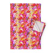 INCREDIBLE FRUITY FLOWERS FLOWERY FRUITS ABSTRACT STRIPES 4  FUCSHSIA PINK YELLOW