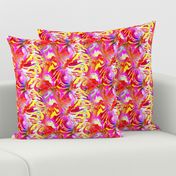 INCREDIBLE FRUITY FLOWERS FLOWERY FRUITS ABSTRACT STRIPES 4  FUCSHSIA PINK YELLOW