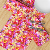 INCREDIBLE FRUITY FLOWERS FLOWERY FRUITS ABSTRACT STRIPES 4  FUCSHSIA PINK YELLOW